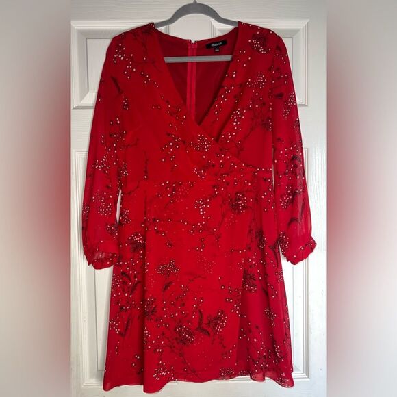 Madewell Hazelwood Wrap-Front Mini Dress in Windswept Floral Size 8 EUC - Picture 2 of 8